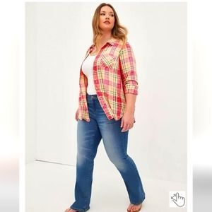 NEW! TORRID L/0X LIZZIE RAYON TWILL BUTTON-UP LONG SLEEVE SHIRT 0X/L NWT